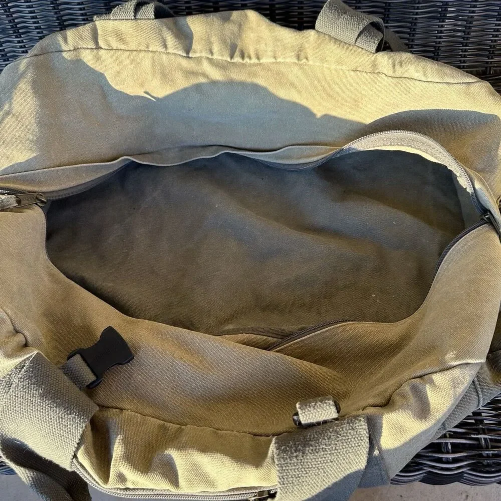 Vintage L.L Bean Sunwashed Canvas Adventure Duffel Large Tan‎ Gorpcore Granola